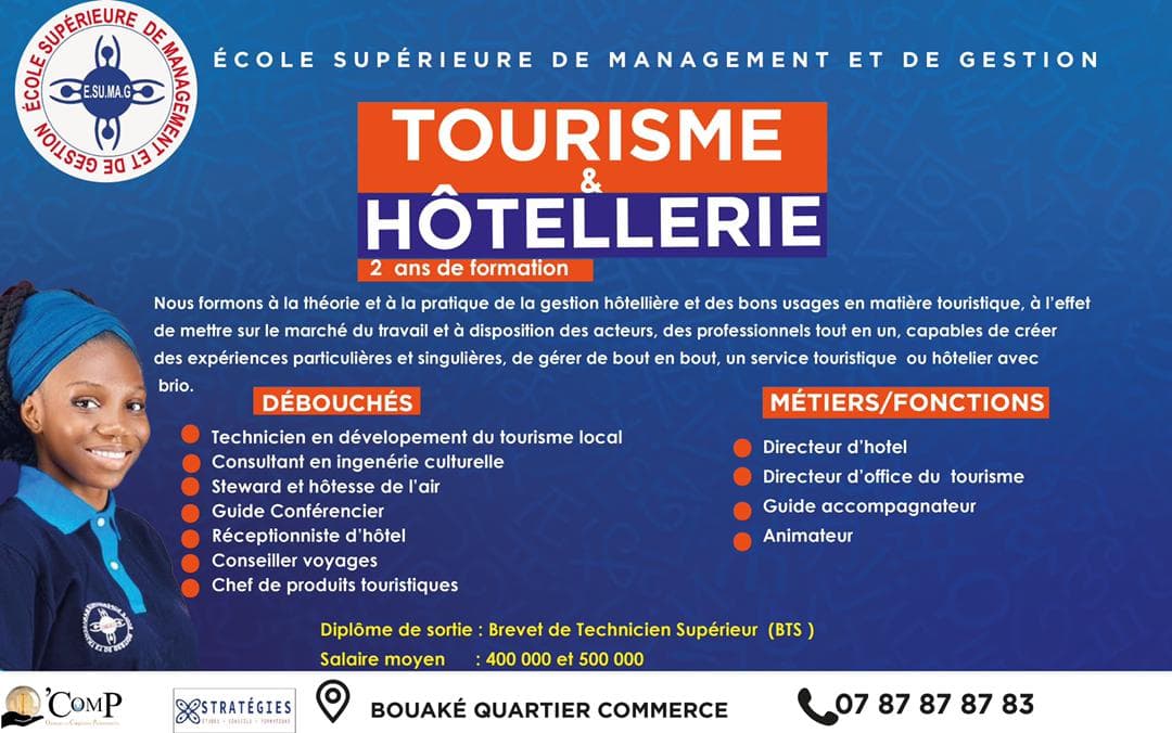 Affiche officielle ESUMAG — Tourisme et Hôtellerie